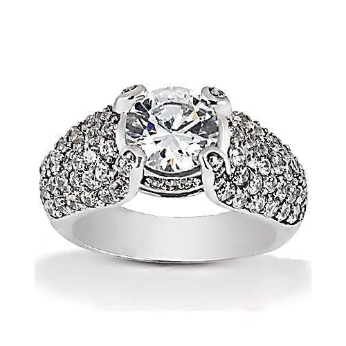 Natural 4 Carats Diamond White Gold 14K Engagement Ring