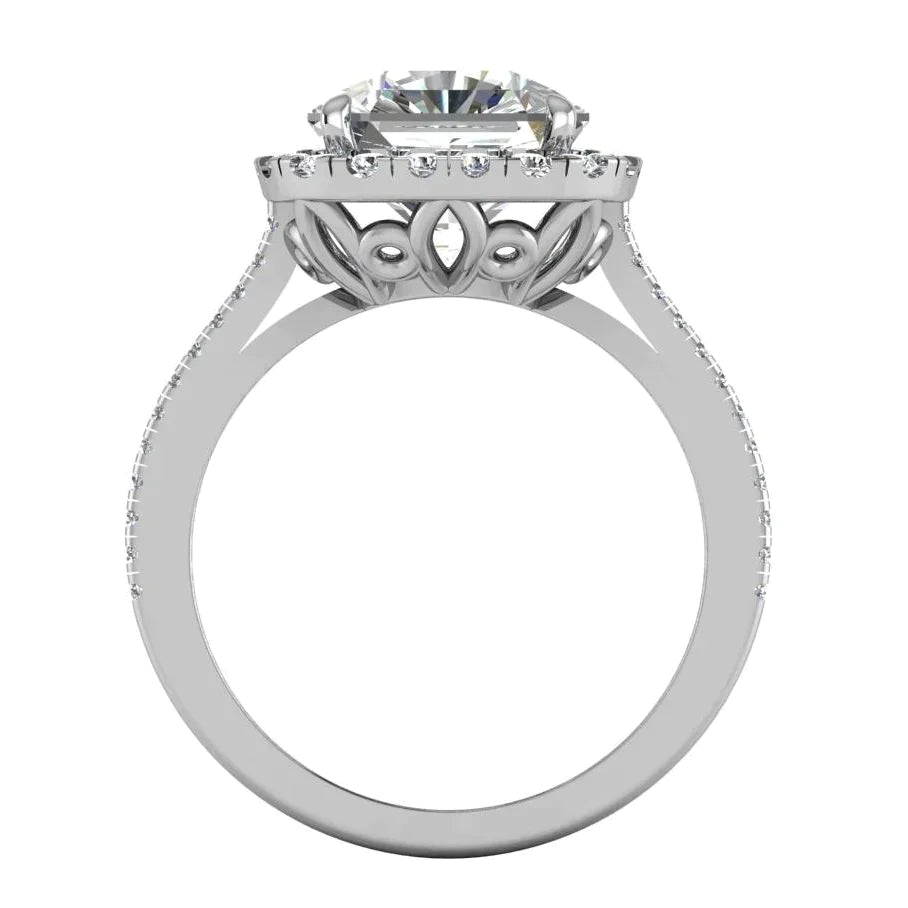 Natural 7 Carat Radiant Diamond Halo Ring