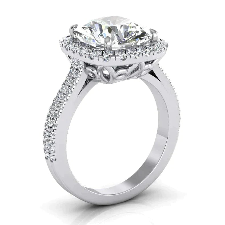 Natural 7 Carat Radiant Diamond Halo Ring