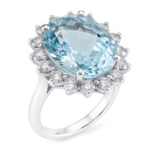 Natural Aquamarine Ring 11.50ct - White Gold 14K