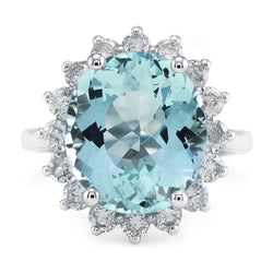 Natural Aquamarine Ring 11.50ct - White Gold 14K