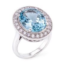 Natural Aquamarine Ring 11ct - White Gold 14K