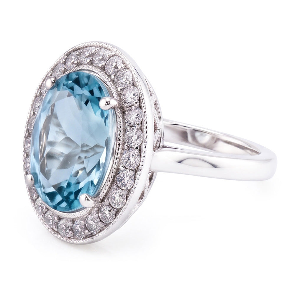 Natural Aquamarine Ring 11ct - White Gold 14K