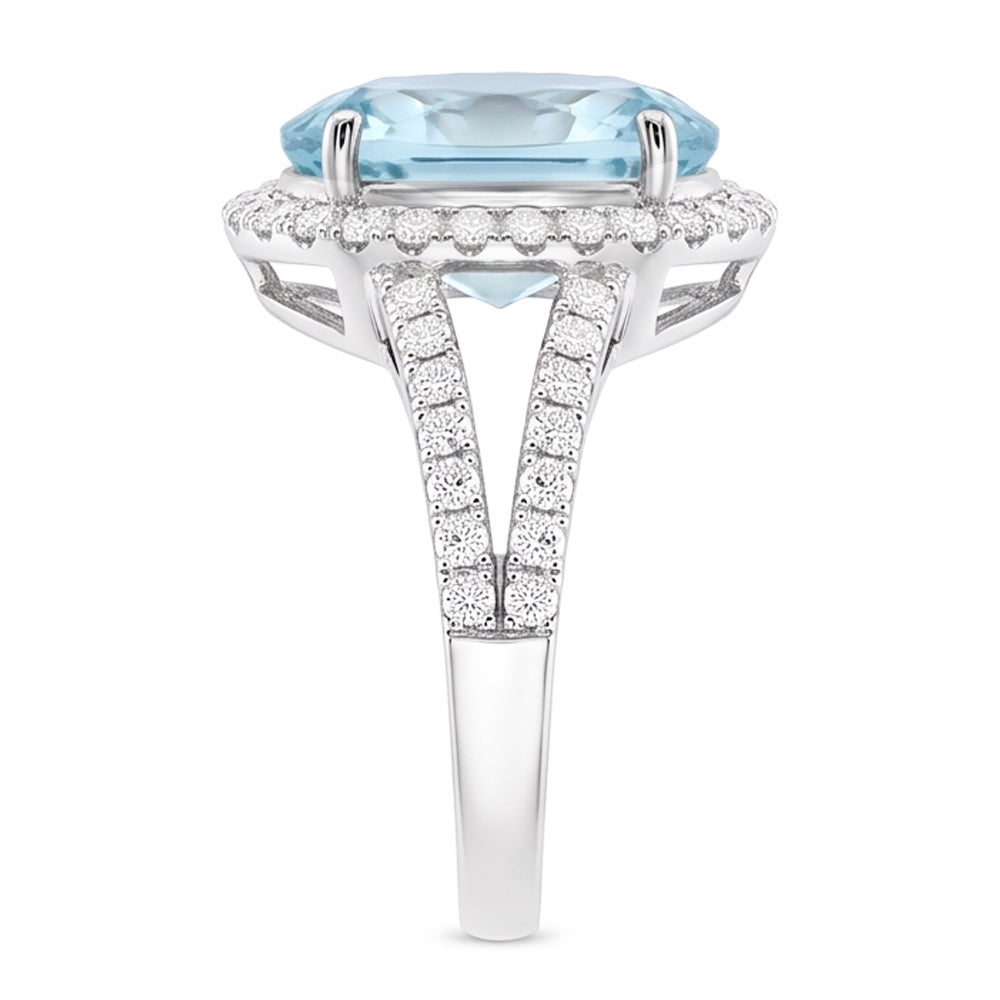 Natural Aquamarine Ring 16.35ct - White Gold 14K