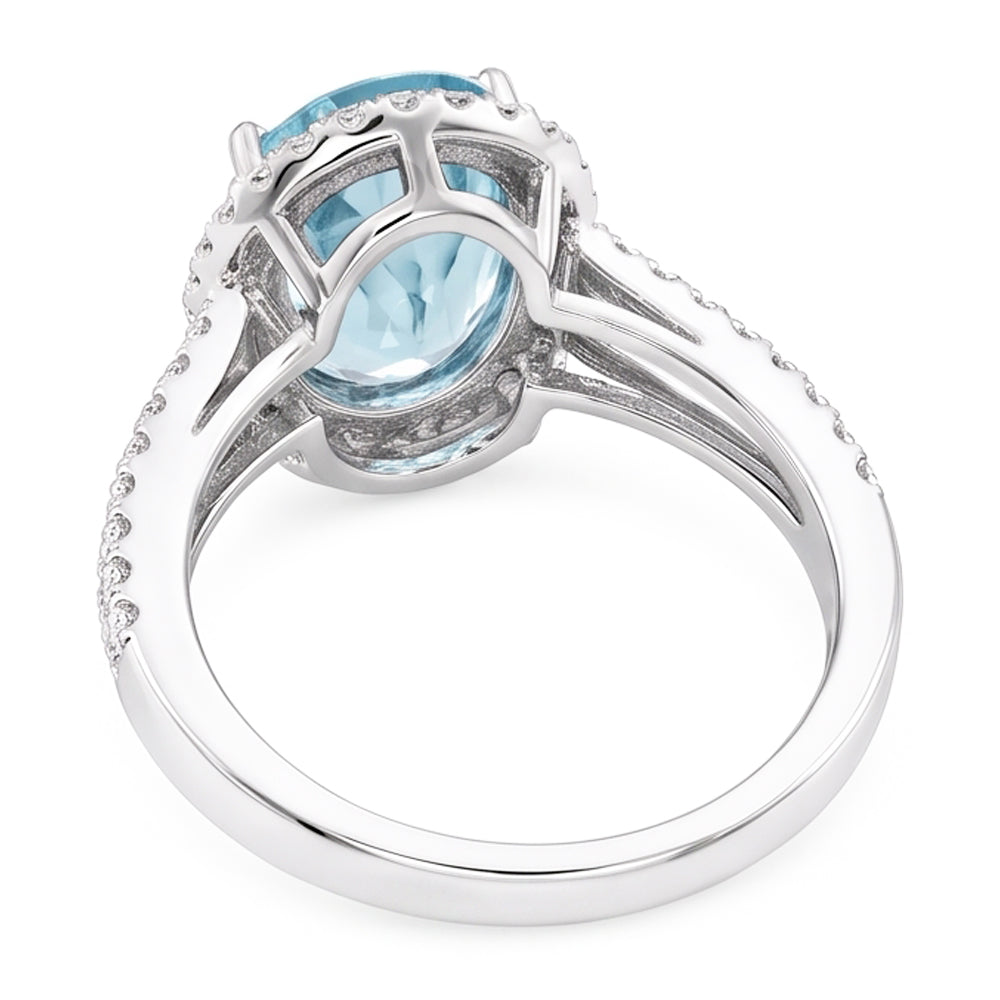 Natural Aquamarine Ring 16.35ct - White Gold 14K