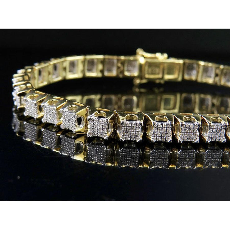 Natural Beautiful Round Shape Diamond Men Bracelet 5.75 Carats 14K Gold