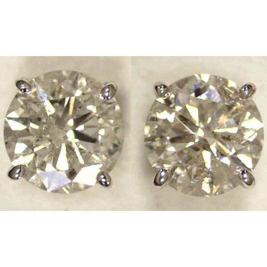 Natural Big 5 Carat Diamonds Stud Earrings White Gold New
