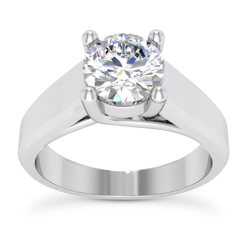 Natural Big Diamond Solitaire Ring 3 Ct. White Gold 14K 