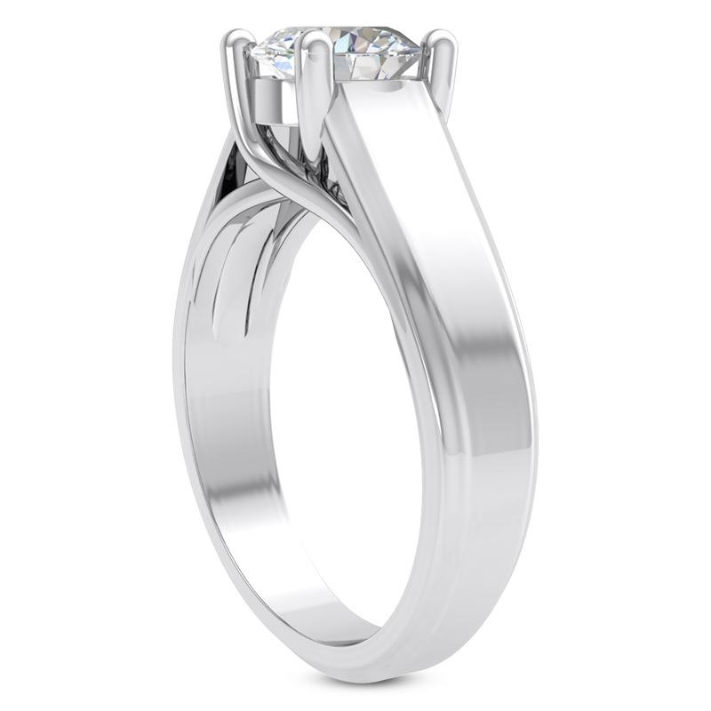 Natural Big Diamond Solitaire Ring White Gold 14K Jewelry