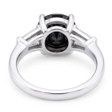 Natural Black Diamond Ring 3.6 Carat Genuine Round Baguette Three Stone 14K White Gold