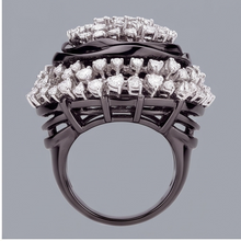Natural Black Gold Cluster Engagement Ring