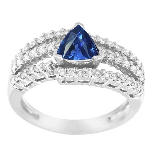 Natural Ceylon Sapphire Ring With Diamonds