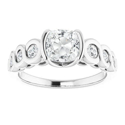 Natural Cushion Old Cut Diamond Anniversary Ring Infinity Style 4.50 Carats