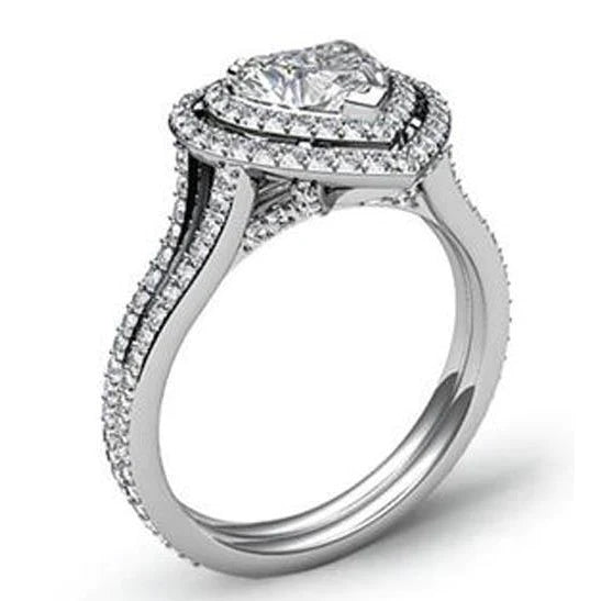 Natural Custom Jewelry Heart Shaped Double Halo Ring
