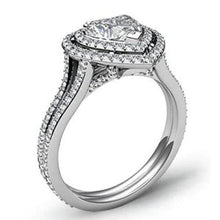 Natural Custom Jewelry Heart Shaped Double Halo Ring