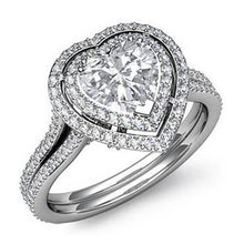Natural Custom Jewelry Heart Shaped Double Halo Ring