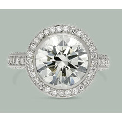 Natural Earth Mined Diamond 6 Carat Halo Engagement Ring