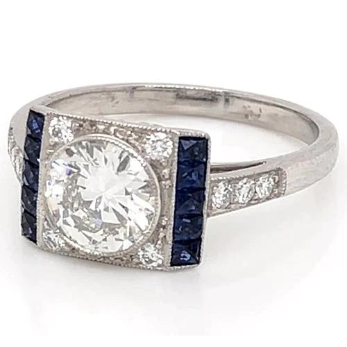Natural Diamond Accent Ring Ceylon Sapphire 2.10 Carats Jewelry New