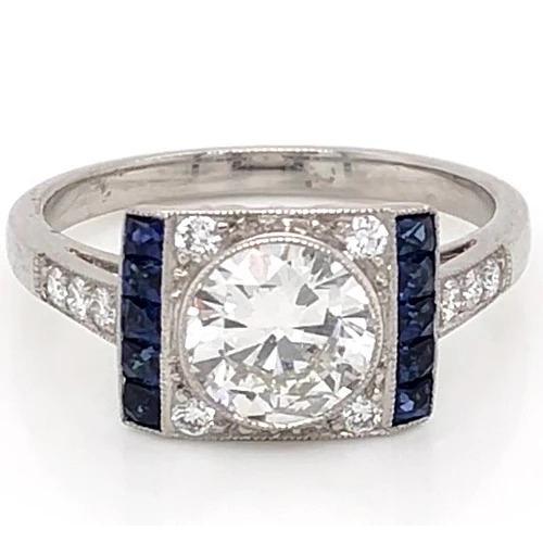 Natural Diamond Accent Ring Ceylon Sapphire 2.10 Carats Jewelry New