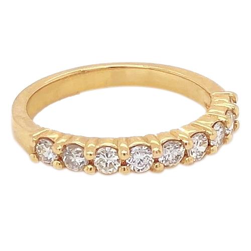 Natural Diamond Anniversary Band 1.35 Carats Bar Set Women Yellow Gold 14K2