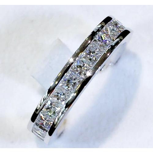 Natural Diamond Anniversary Band 4.60 Carats Princess Cut White Gold 14K