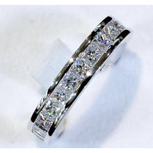 Natural Diamond Anniversary Band 4.60 Carats Princess Cut White Gold 14K