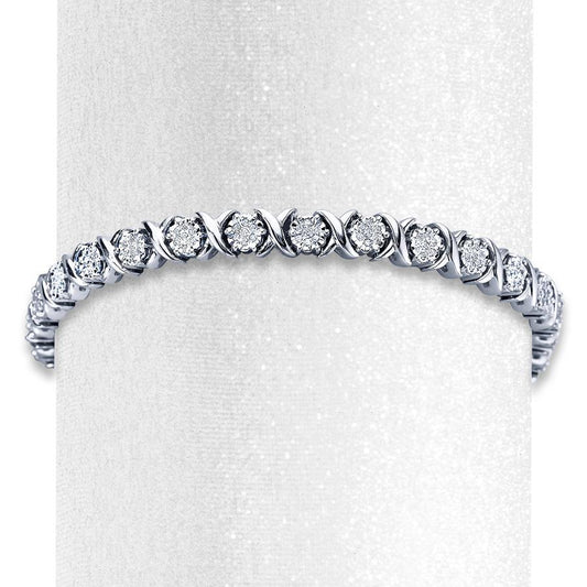 Natural Diamond Bracelet White Round White Gold 14K 3 Carats