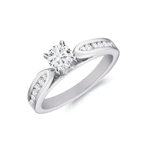 Natural Diamond Cathedral Setting Engagement Ring Brilliant Cut WG 14K