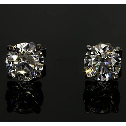 Natural Diamond Earrings 1.50 Carats Round Stud Prong Set White Gold 14K