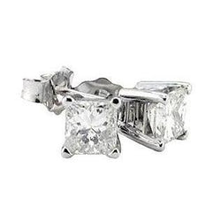 Natural Earth Mined Diamond Earrings Princess Studs 6 Ct.