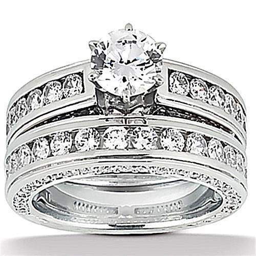 Natural Diamond Engagement Band Set 3.50 Carats Gold Ring