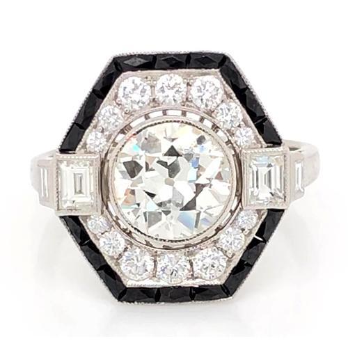 Natural Diamond Engagement Old Mine Ring 5 Carats White Gold 14K Jewelry