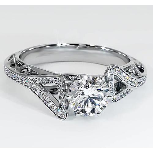  Natural Diamond Engagement Ring 1.75 Carats Twisted 