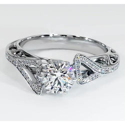 Natural Diamond Engagement Ring 1.75 Carats Twisted Shank Style