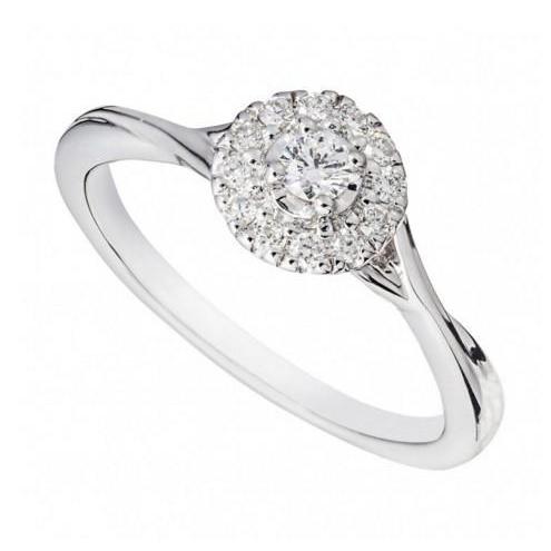 Natural Diamond Engagement Ring 2.20 Ct White Gold Halo