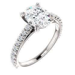 Natural Diamond Engagement Ring 2.60 Carats Claw Prong Setting White Gold
