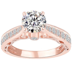 Natural Diamond Engagement Ring 3.40 Carats New 14K Rose Gold