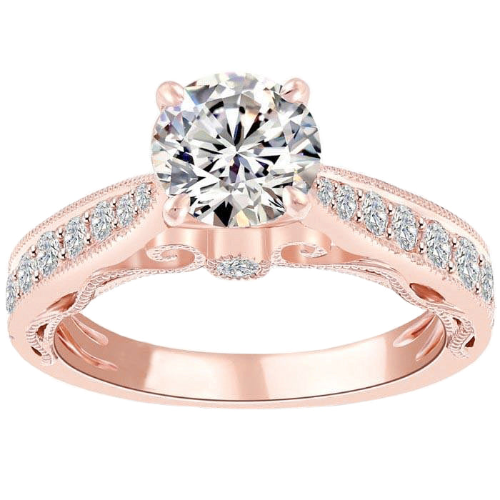 Natural Diamond Engagement Ring 3.40 Carats New 14K Rose Gold