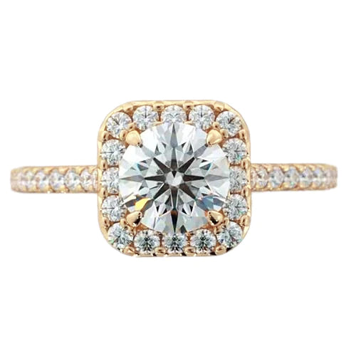 Natural Diamond Engagement Ring Halo 2.25 Carats Yellow Gold Women Jewelry