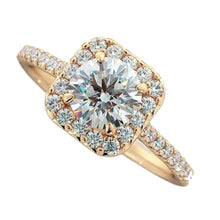 Natural Diamond Engagement Ring Halo 2.25 Carats Yellow Gold Women Jewelry