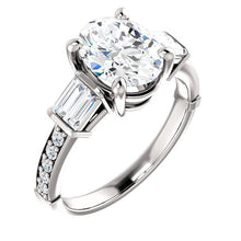 Natural Diamond Engagement Ring Vintage Style 2.20 Carats Three Stone