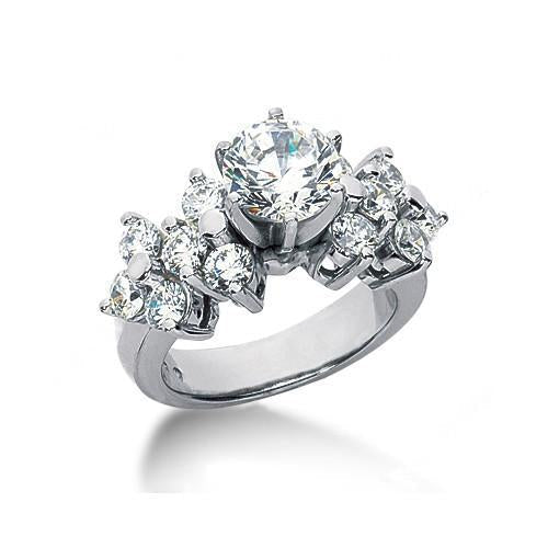 Natural Diamond Engagement Ring White Gold 14K 3.30 