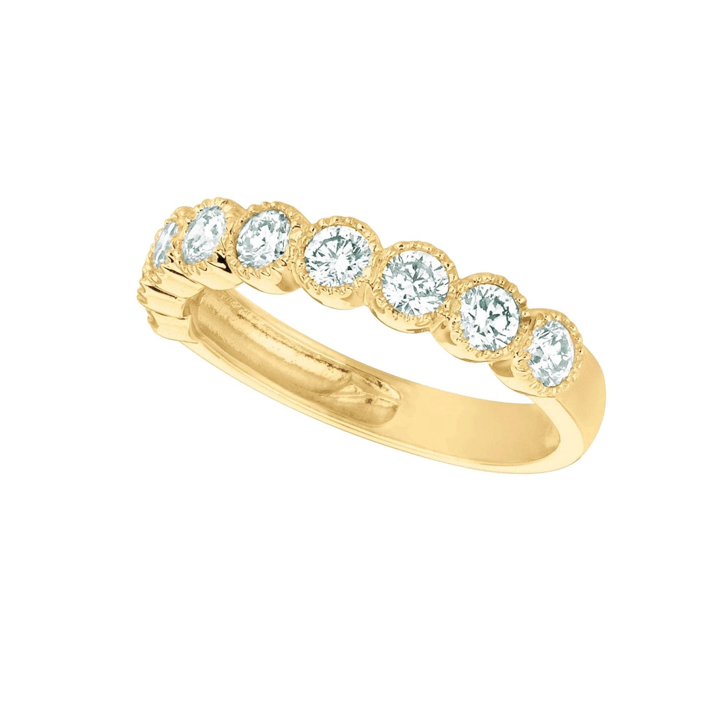 Natural Diamond Half Eternity Band Ring 1 Carat 14K Yellow Gold