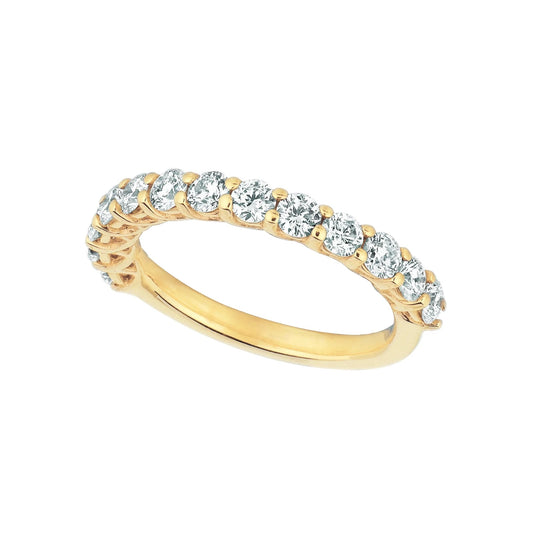 Natural Diamond Half Eternity Band Ring 1.33 Carats 14K Yellow Gold