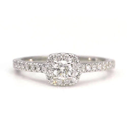 Natural Diamond Halo Engagement Ring 1.25 Carats White Gold Women Jewelry