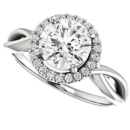 Natural Diamond Halo Engagement Ring 3.10 Carats Twisted Shank Ladies Jewelry