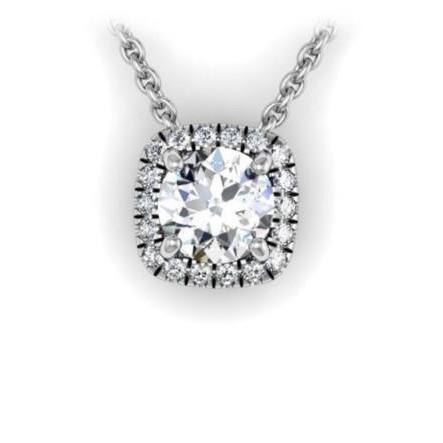 Natural Diamond Halo Pendant Slide Necklace 2.70 Carats White Gold 14K