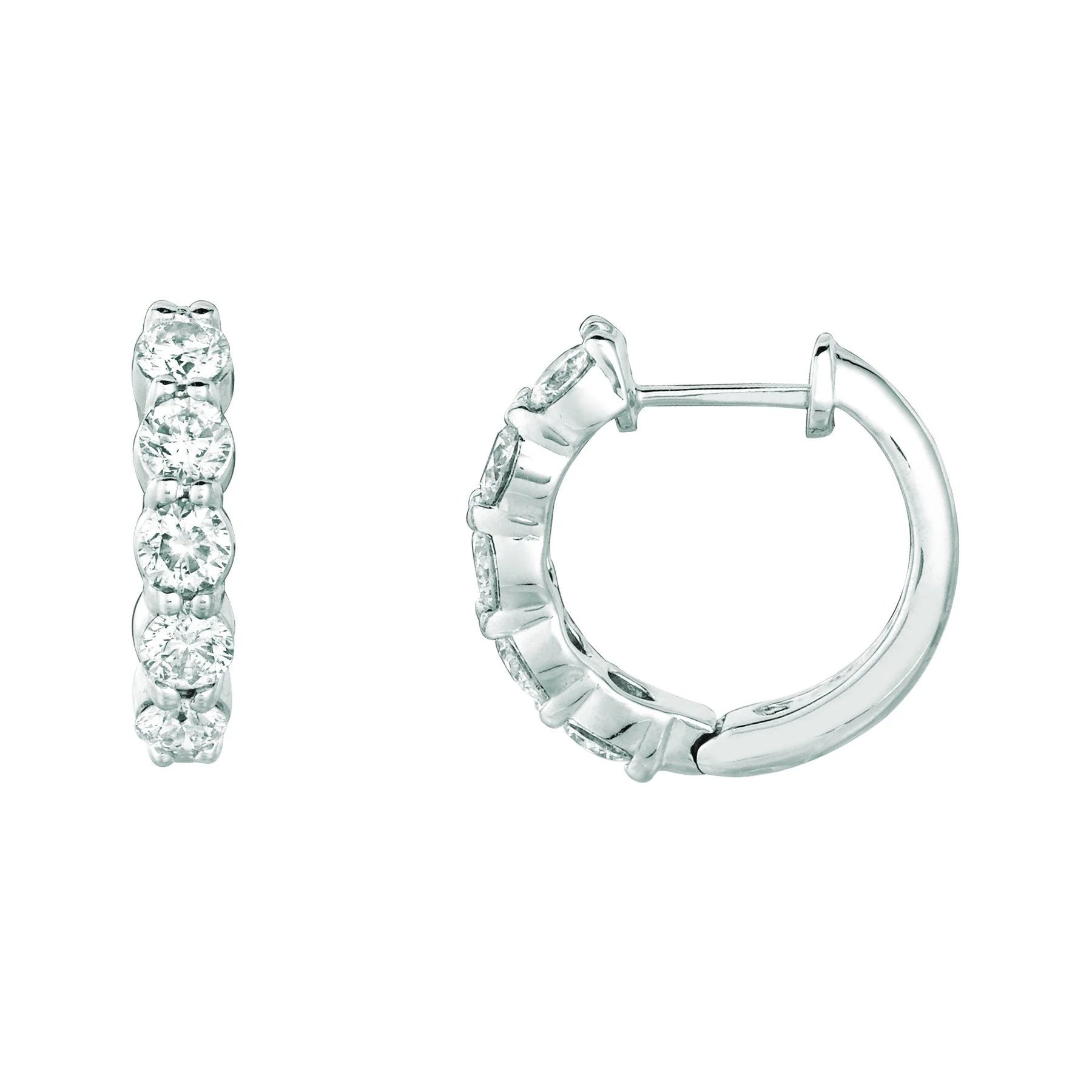 Natural Diamond Hoop Earrings 1.51 Carats 14K White
