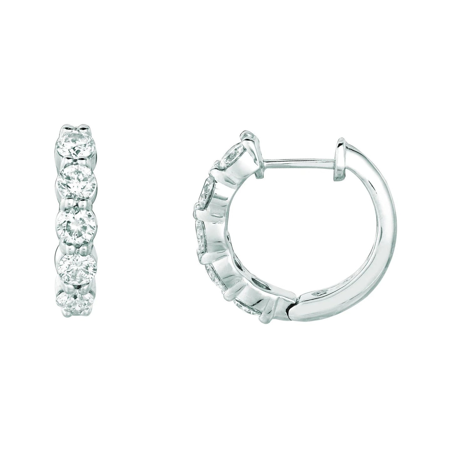 Natural Diamond Hoop Earrings 1.51 Carats 14K White