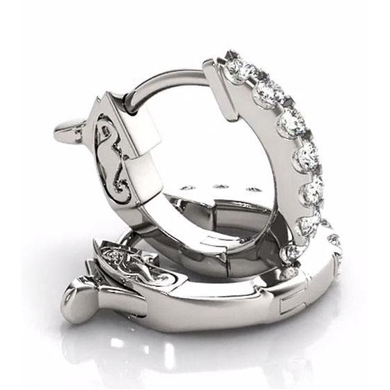 Natural Diamond Hoop Earrings 2 Carats F Vs1 White Gold 14K